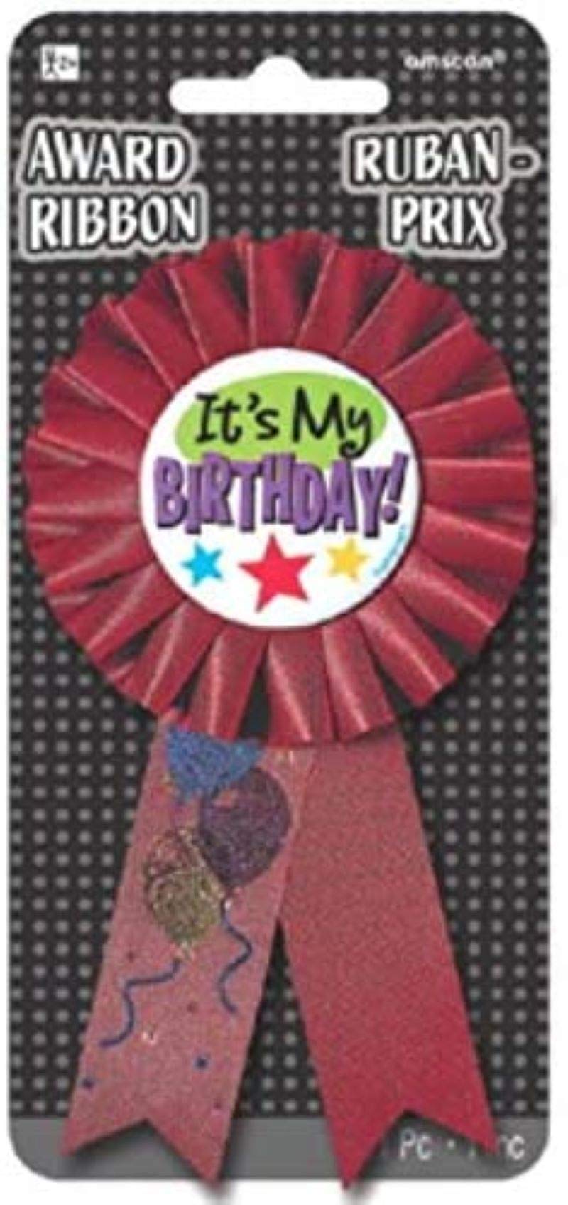 Amscan Deluxe "It's My Birthday" Award Ribbon - 6" (1 Pc.) - Premium Quality & Vibrant Colors - Perfect Birthday Accessory for All Ages