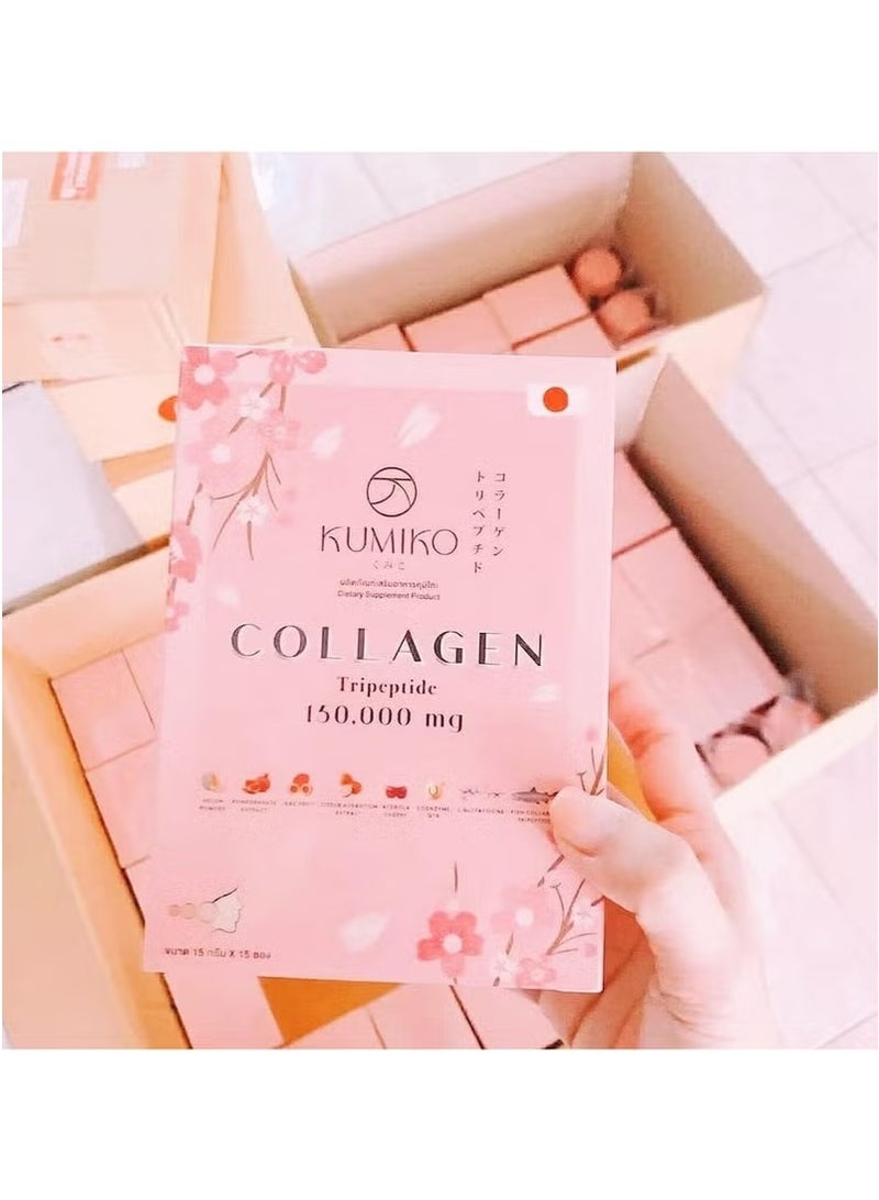 KUMIKO Collagen Tripeptide 150,000 mg | 15 Sachets | Japanese Premium Collagen Drink for Skin Glow, Firmness & Hydration | Q10, Pomegranate, Grape Seed - Image 3
