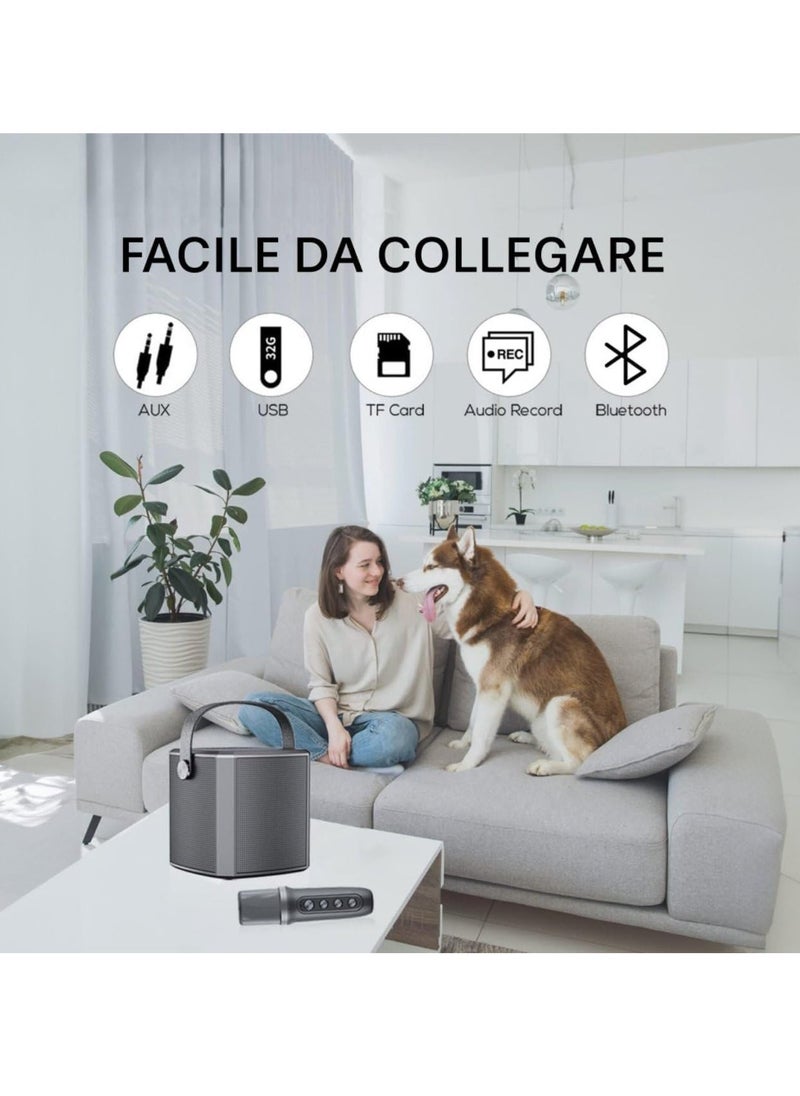 JAJEEK Portable Bluetooth Karaoke Speaker with Rechargeable Wireless Microphone, Type-C, Multiple Voice Modes, TF Card Support – Red – Ideal for Parties, Karaoke, and Singing Sessions - Image 2