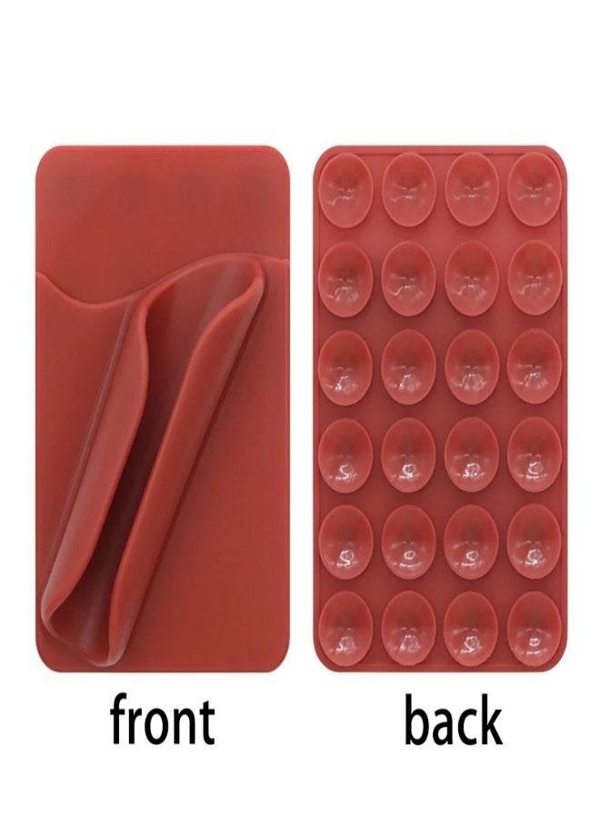 AROAQ 2-in-1 Silicone Mobile Phone Lipstick & Card Holder – Suction Cup Mount, Portable Lip Gloss & Card Organizer for All Phones , Red - Image 1