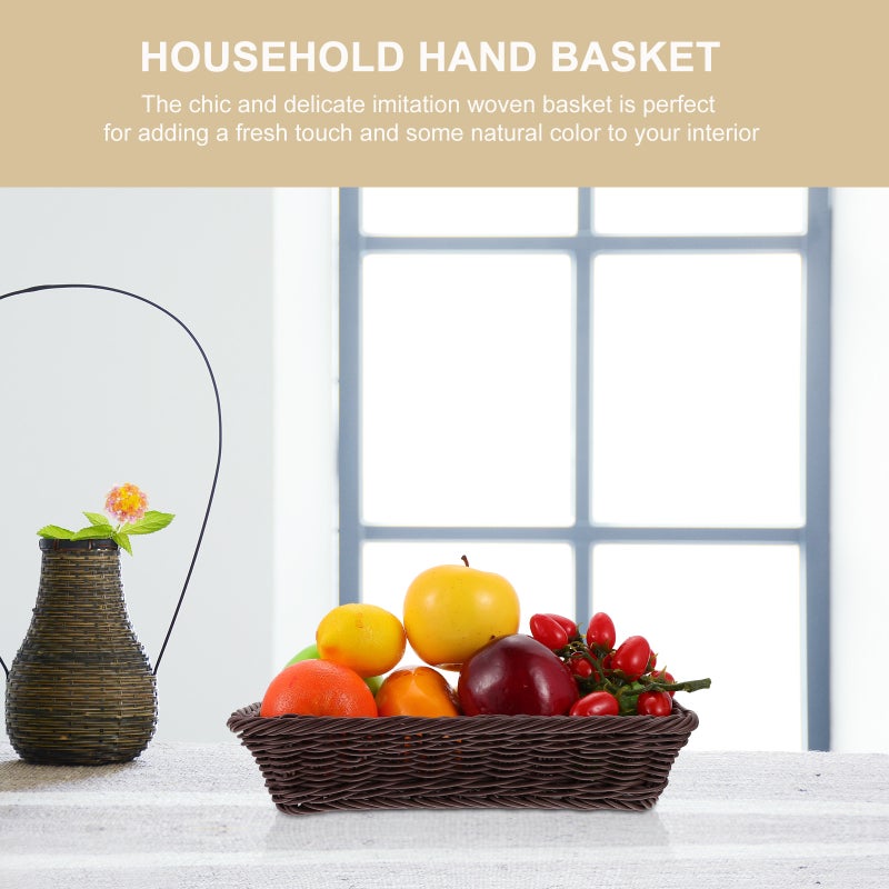 1Pc Fruit Bread Basket Imitation Woven Basket Retro Bread Display Basket - Image 5
