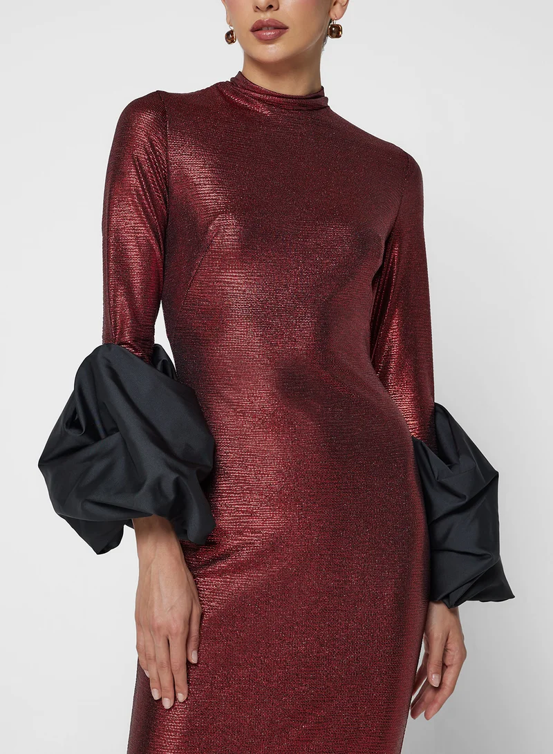 Namshi x Bodycon Dress With Statement Sleeves