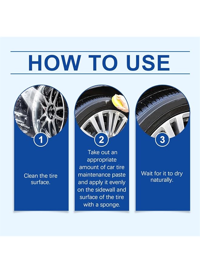 Azonee Tire Wax - 100G Tire Coating Paste With Sponge, Auto Tire Dressing Paste For Car Maintenance, Tire Polish Cream For Long-Lasting Shine And Protection  - Image 2