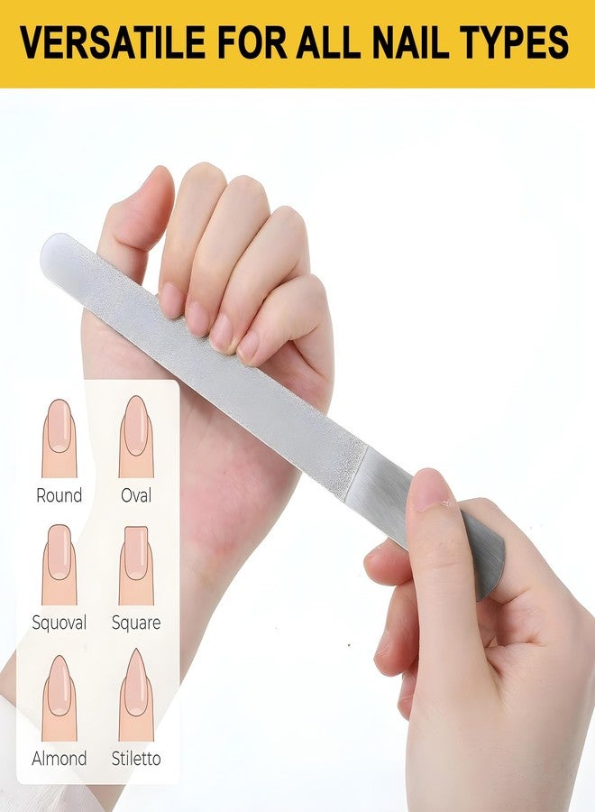 Zyghjort 2 PCS Metal Nail File, Double-Sided Stainless Steel Nail Files for Natural Nails Non Slip Fingernail Toenail Buffer Filers Sharp Pointed Tip Manicure Pedicure Toenail Tools for Salon Home Use - Image 5