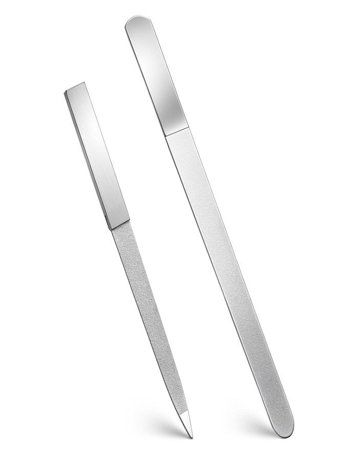Zyghjort 2 PCS Metal Nail File, Double-Sided Stainless Steel Nail Files for Natural Nails Non Slip Fingernail Toenail Buffer Filers Sharp Pointed Tip Manicure Pedicure Toenail Tools for Salon Home Use - Image 1