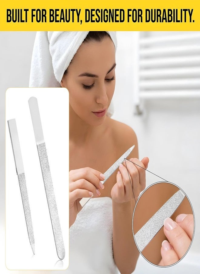 Zyghjort 2 PCS Metal Nail File, Double-Sided Stainless Steel Nail Files for Natural Nails Non Slip Fingernail Toenail Buffer Filers Sharp Pointed Tip Manicure Pedicure Toenail Tools for Salon Home Use - Image 3