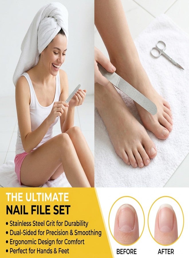 Zyghjort 2 PCS Metal Nail File, Double-Sided Stainless Steel Nail Files for Natural Nails Non Slip Fingernail Toenail Buffer Filers Sharp Pointed Tip Manicure Pedicure Toenail Tools for Salon Home Use - Image 4