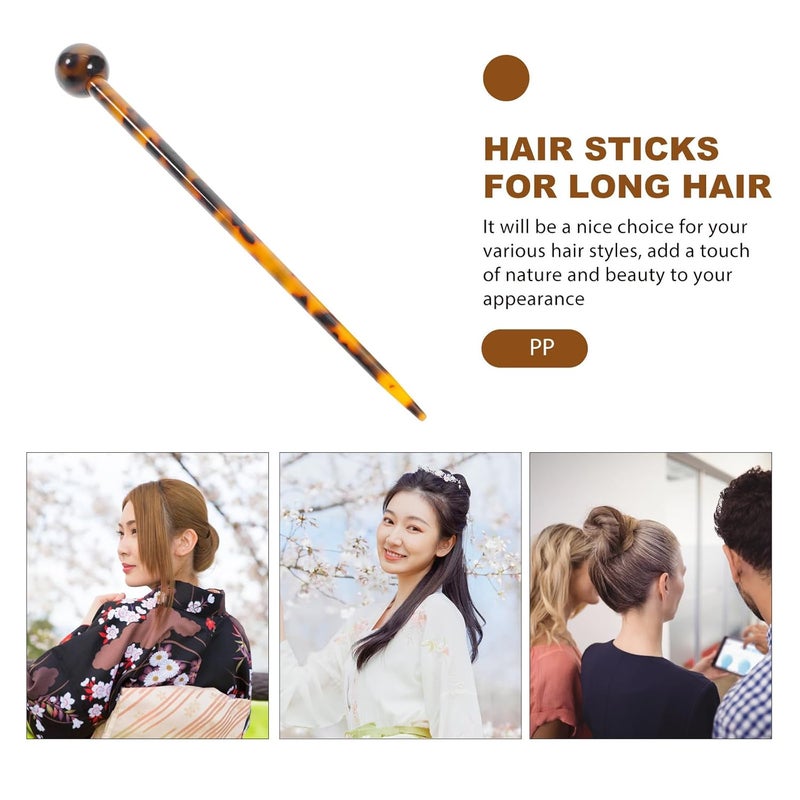 SAFIGLE Tortoise Shell Acetate Hair Stick with Rhinestone Leopard Print French Hair Pin for Updo and Daily Use - Image 3