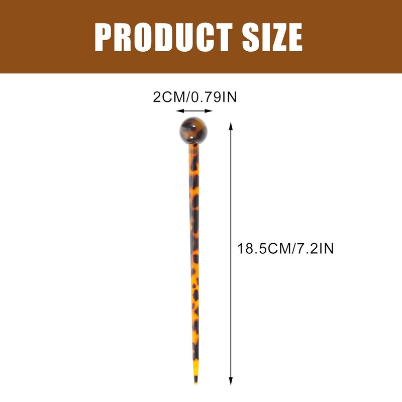 SAFIGLE Tortoise Shell Acetate Hair Stick with Rhinestone Leopard Print French Hair Pin for Updo and Daily Use - Image 2