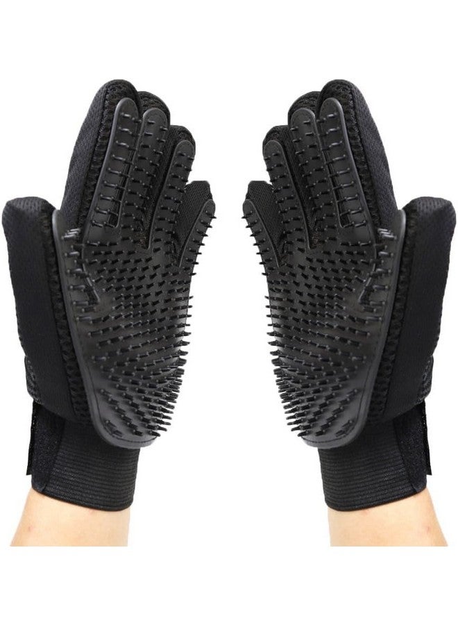 softNLux SOFTNLUX Pet Grooming Glove - Gentle Deshedding Brush Glove - Efficient Pet Hair Remover Mitt - Massage Tool with Enhanced Five Finger Design - Perfect for Dogs & Cats with Long & Short Fur (Black) - Image 1