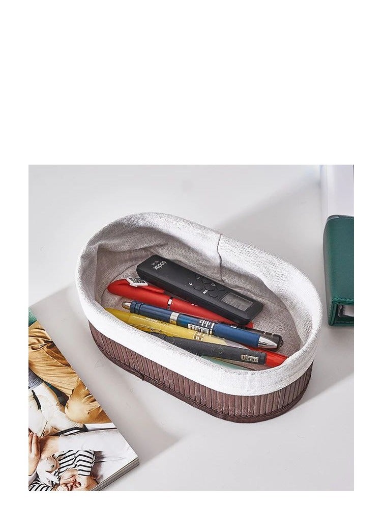 Bamboo Storage Basket Set of 3  with Fabric Liner - oily green - Image 3