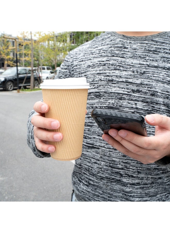 Restaurantware Restaurantware 16 Ounce Ripple Wall Disposable Coffee Cups, 500 Insulated Kraft Paper Tumblerss with Rolled Rim Design, Lids Sold Separately for Hot Drinks like Tea, Hot Chocolate and More  - Image 5