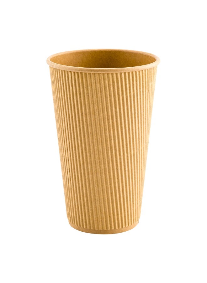 Restaurantware Restaurantware 16 Ounce Ripple Wall Disposable Coffee Cups, 500 Insulated Kraft Paper Tumblerss with Rolled Rim Design, Lids Sold Separately for Hot Drinks like Tea, Hot Chocolate and More  - Image 1