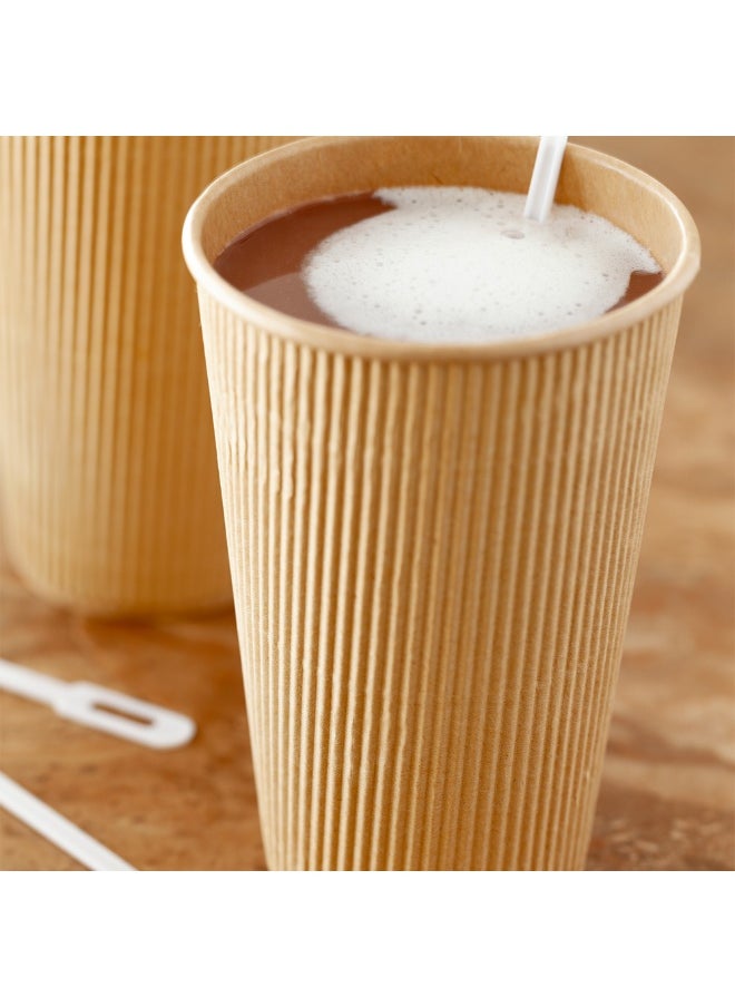 Restaurantware Restaurantware 16 Ounce Ripple Wall Disposable Coffee Cups, 500 Insulated Kraft Paper Tumblerss with Rolled Rim Design, Lids Sold Separately for Hot Drinks like Tea, Hot Chocolate and More  - Image 3