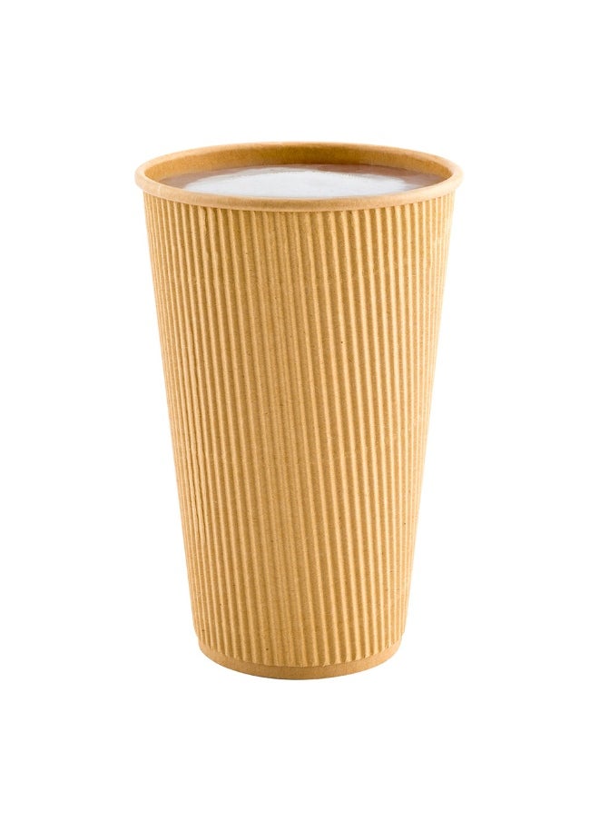 Restaurantware Restaurantware 16 Ounce Ripple Wall Disposable Coffee Cups, 500 Insulated Kraft Paper Tumblerss with Rolled Rim Design, Lids Sold Separately for Hot Drinks like Tea, Hot Chocolate and More  - Image 2