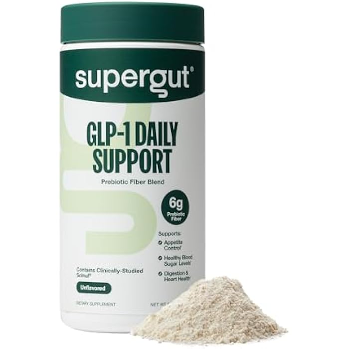Supergut GLP1 Daily Support - High Fiber GLP-1 Supplement Powder for Women & Men - Sugar-Free Drink Mix for Gut Health (20 Servings) - Image 1
