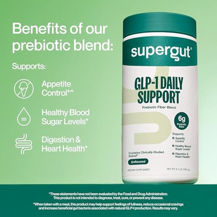 Supergut GLP1 Daily Support - High Fiber GLP-1 Supplement Powder for Women & Men - Sugar-Free Drink Mix for Gut Health (20 Servings) - Image 2