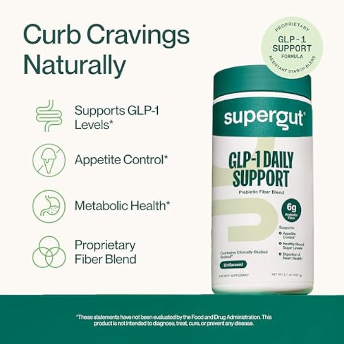 Supergut دعم سوبرغوت GLP1 اليومي - مسحوق مكمل GLP-1 عالي الألياف للنساء والرجال - مزيج مشروب خالي من السكر لصحة الأمعاء (20 حصة) - Image 2