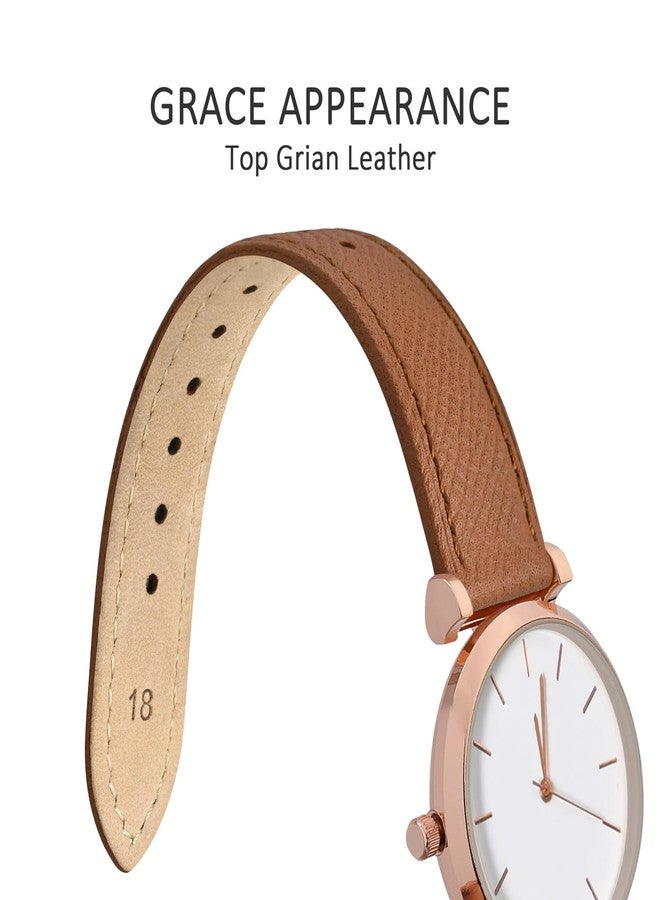 WOCCI 16mm Grace Watch Band for Ladies, Top Grain Leather, Quick Release Replacement Strap with Gold Buckle (Brown) - Image 3