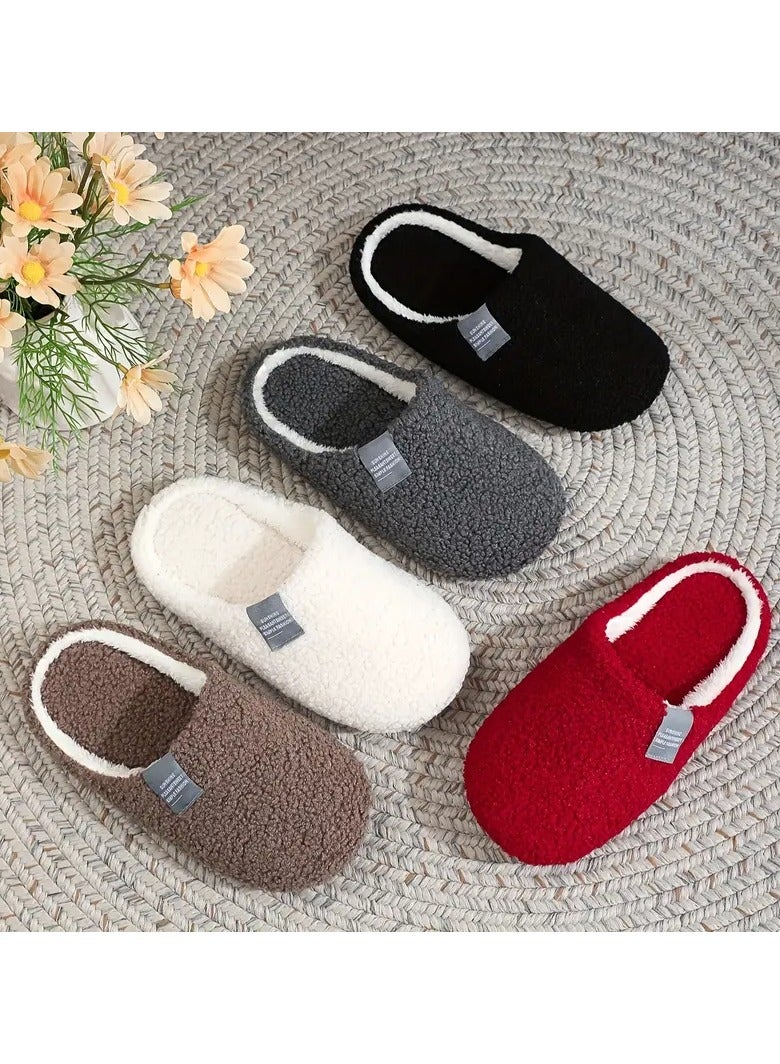 Ucanbe Men'S Soft And Simple Home Slippers with Lightweight Soles, Available in White And Black, Stylish for Indoor Use, Suitable for Flooring, Cozy Fuzzy Slippers for Autumn And Winter, Elegant Collegiate-Style Warm Slippers.  - Image 3