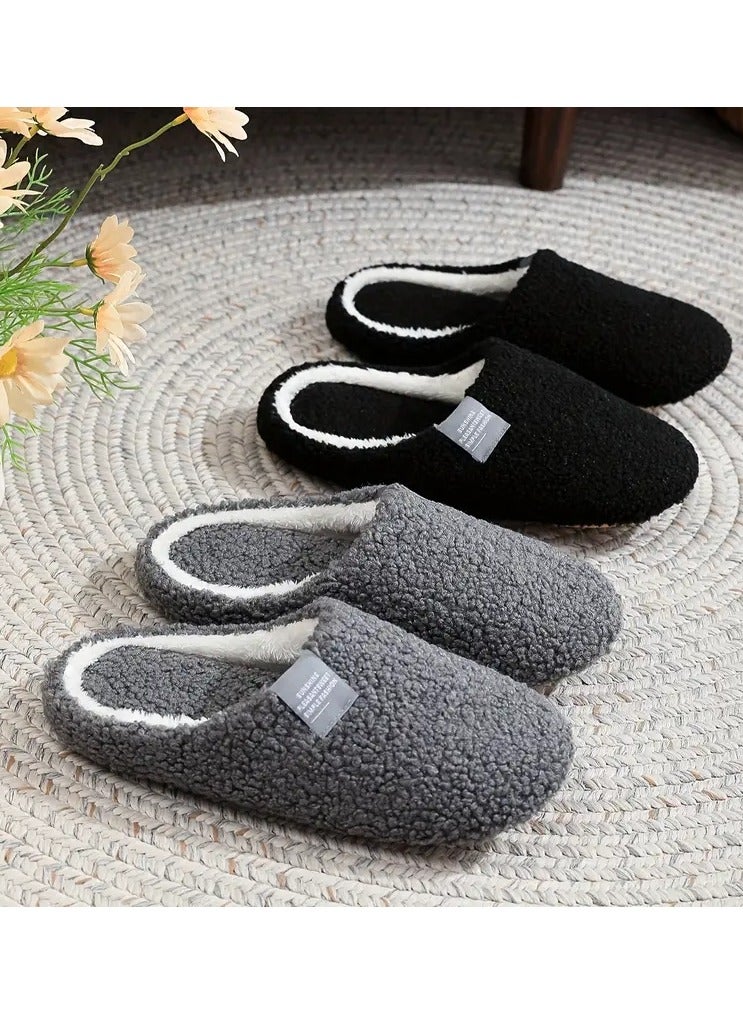 Ucanbe Men'S Soft And Simple Home Slippers with Lightweight Soles, Available in White And Black, Stylish for Indoor Use, Suitable for Flooring, Cozy Fuzzy Slippers for Autumn And Winter, Elegant Collegiate-Style Warm Slippers.  - Image 5