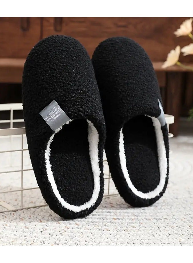 Ucanbe Men'S Soft And Simple Home Slippers with Lightweight Soles, Available in White And Black, Stylish for Indoor Use, Suitable for Flooring, Cozy Fuzzy Slippers for Autumn And Winter, Elegant Collegiate-Style Warm Slippers.  - Image 4