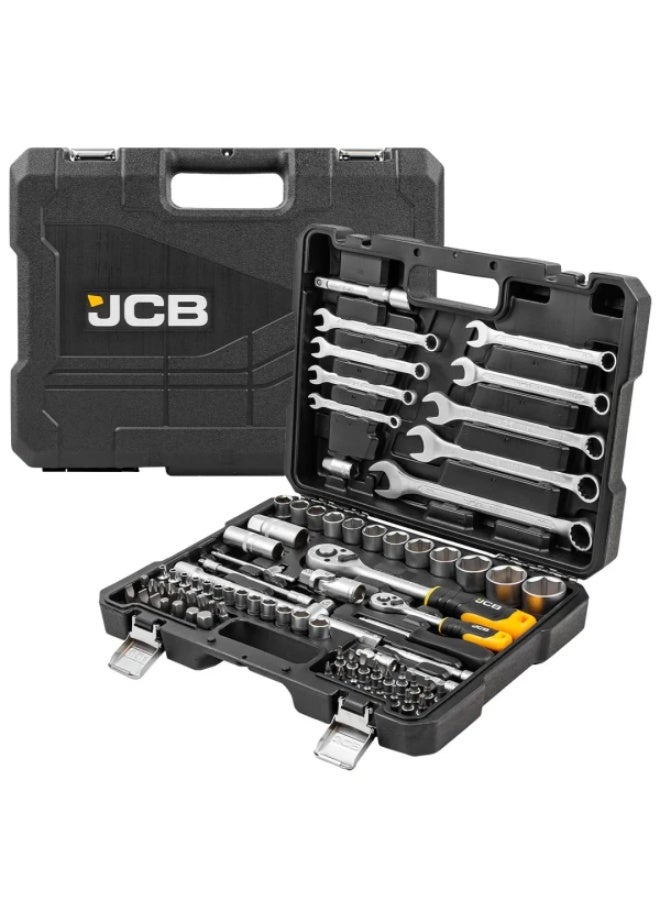 جيه سي بي طقم أدوات JCB عدد 82 قطعة بمقاسات 1/4" و1/2" (سداسي 6 نقاط) من 4 إلى 32 مم مع صندوق تخزين - Image 2