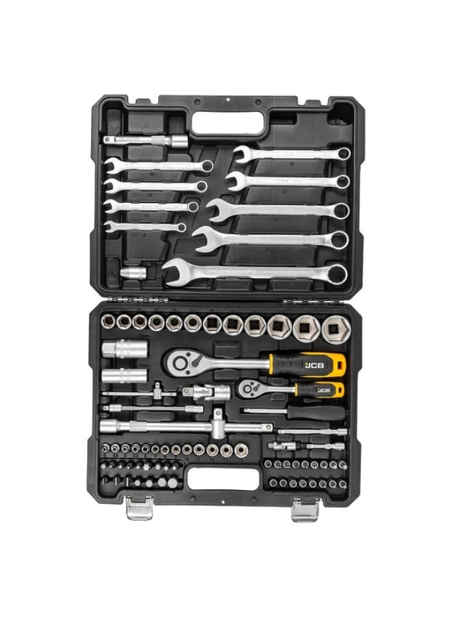 جيه سي بي طقم أدوات JCB عدد 82 قطعة بمقاسات 1/4" و1/2" (سداسي 6 نقاط) من 4 إلى 32 مم مع صندوق تخزين - Image 3