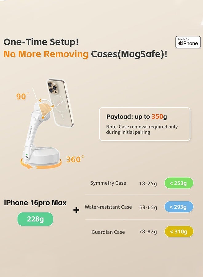COMITOK Magnetic Auto Face Tracking Stand Tripod MOTA for iPhone Follows Your Movement Hands-Free Video Recording with 360 Degree Holder for Livestreaming, Vlog, Support Tiktok, YouTube - White - Image 3