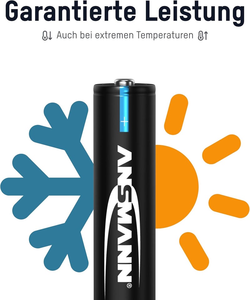 بطارية ANSMANN AAA 1050mAh NiMH 1.2V - بطاريات AAA ميكرو قابلة للشحن، عالية السعة مثالية لمتطلبات الطاقة العالية مثل المصباح اليدوي، صناعة النماذج، الأدوات الإلكترونية، الكاميرا (8 قطع) | مثالية لفلاش الكاميرا، لوحة الألعاب والألعاب، شحن سريع، سعة عالية، حتى 1000 دورة شحن، عبوة من 8 - Image 4