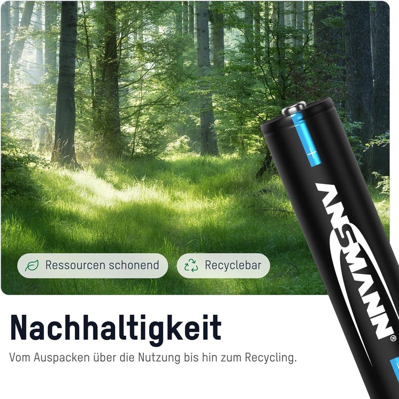 بطارية ANSMANN AAA 1050mAh NiMH 1.2V - بطاريات AAA ميكرو قابلة للشحن، عالية السعة مثالية لمتطلبات الطاقة العالية مثل المصباح اليدوي، صناعة النماذج، الأدوات الإلكترونية، الكاميرا (8 قطع) | مثالية لفلاش الكاميرا، لوحة الألعاب والألعاب، شحن سريع، سعة عالية، حتى 1000 دورة شحن، عبوة من 8 - Image 3