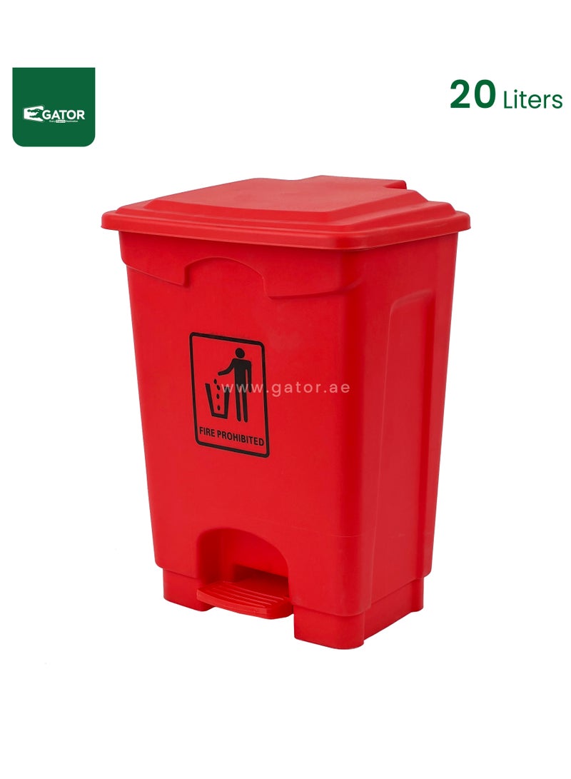 جاتور سلة مهملات بلاستيك جيتور تعمل بالدواسة سعة 20 لتر باللون الأحمر - Image 1