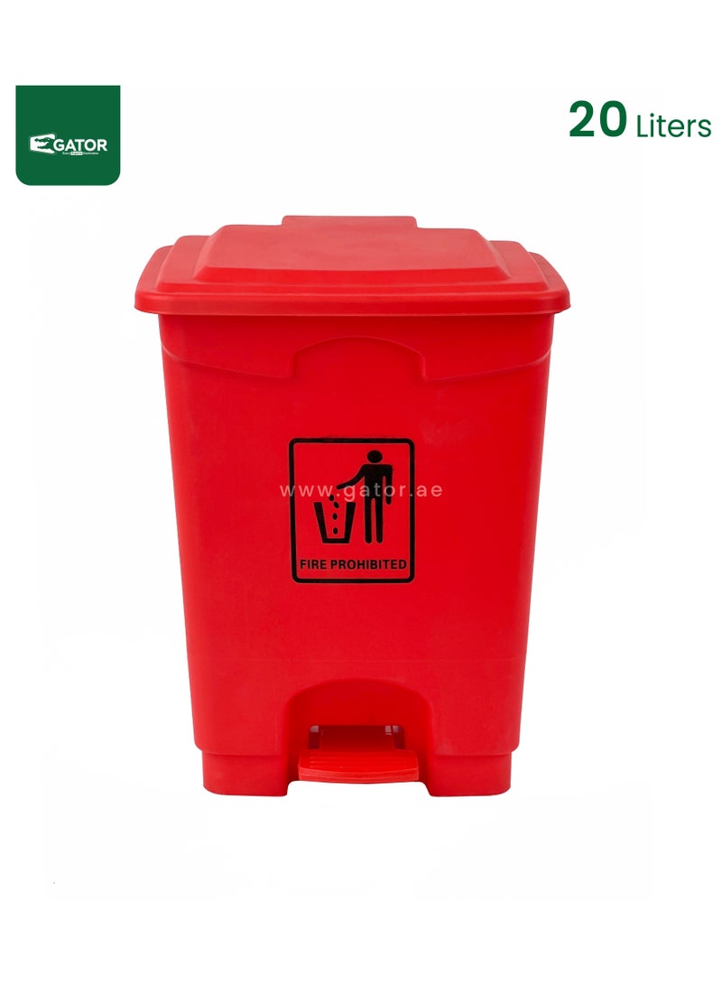 جاتور سلة مهملات بلاستيك جيتور تعمل بالدواسة سعة 20 لتر باللون الأحمر - Image 2