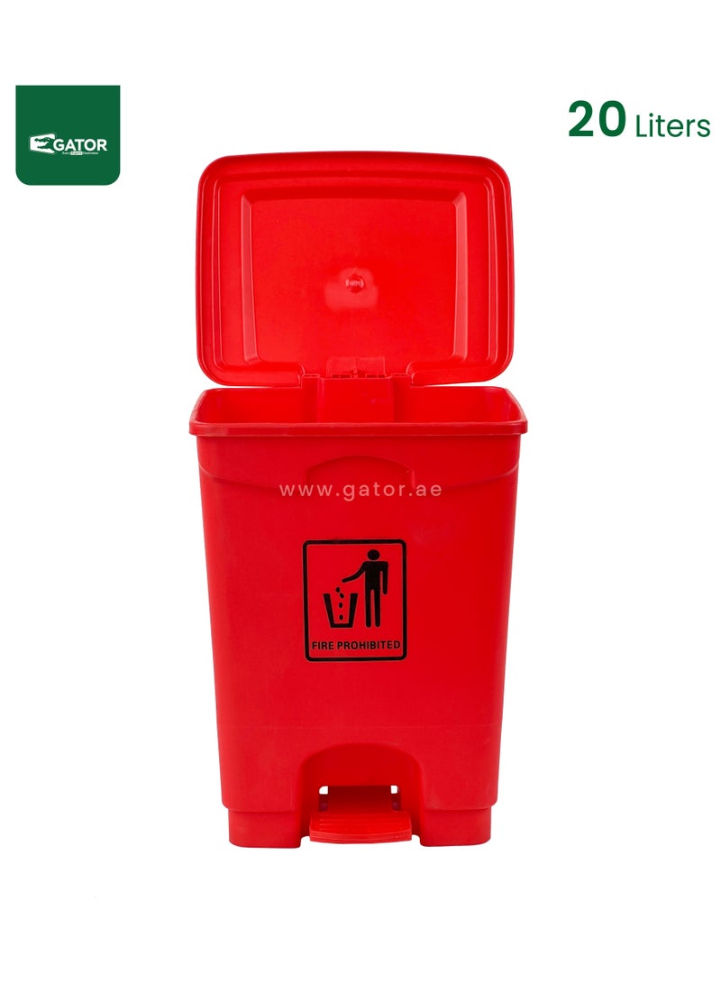 جاتور سلة مهملات بلاستيك جيتور تعمل بالدواسة سعة 20 لتر باللون الأحمر - Image 3