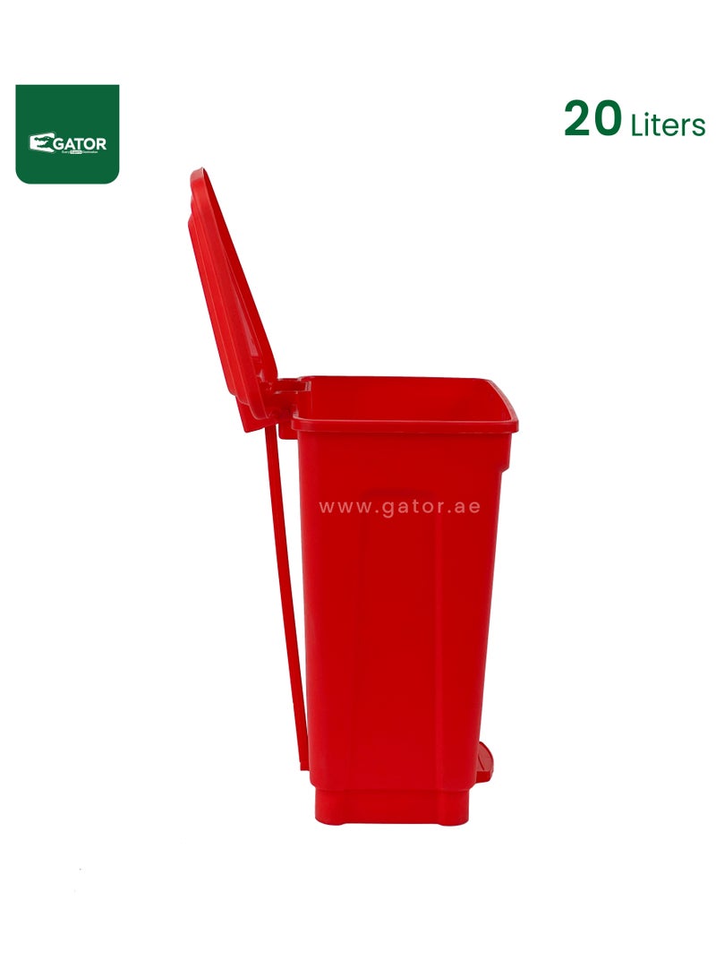 جاتور سلة مهملات بلاستيك جيتور تعمل بالدواسة سعة 20 لتر باللون الأحمر - Image 4