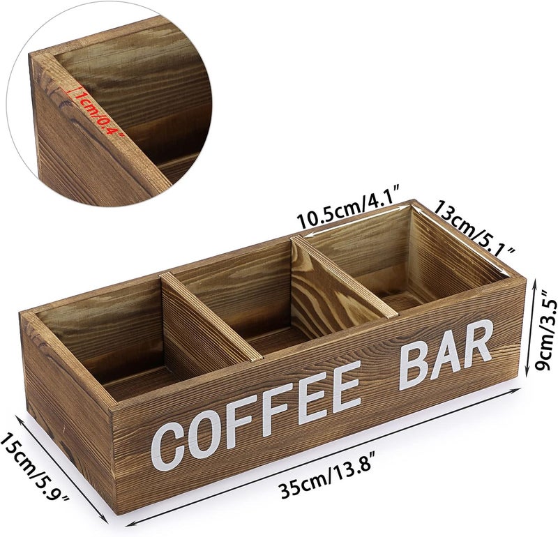 ELLDOO Coffee Pod Holder Storage, Coffee Bar Wooden Storage Box with Removable Grids, Coffee Station Organizer for K Cup, Rustic Coffee Accessories for Counter Home Decor, Vintage Wood - Image 2
