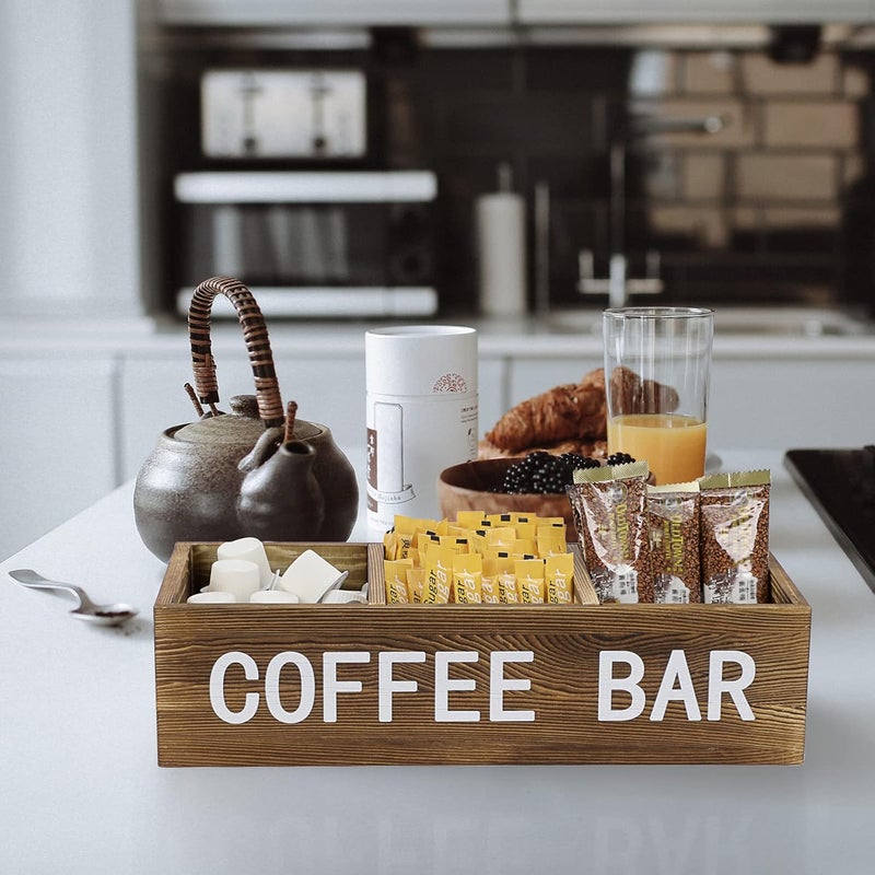 ELLDOO Coffee Pod Holder Storage, Coffee Bar Wooden Storage Box with Removable Grids, Coffee Station Organizer for K Cup, Rustic Coffee Accessories for Counter Home Decor, Vintage Wood - Image 5