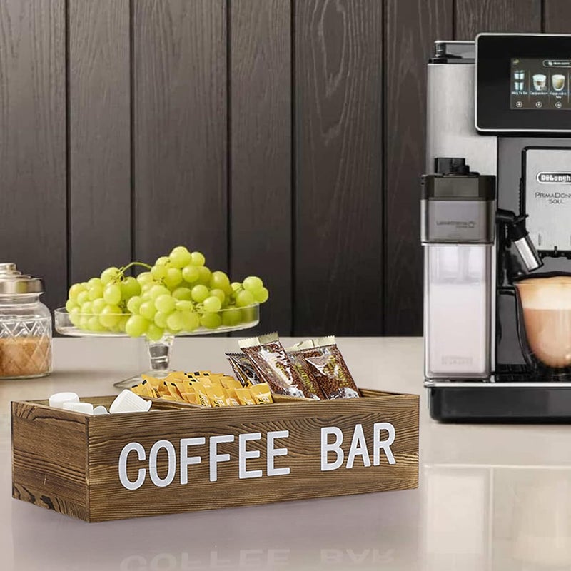ELLDOO Coffee Pod Holder Storage, Coffee Bar Wooden Storage Box with Removable Grids, Coffee Station Organizer for K Cup, Rustic Coffee Accessories for Counter Home Decor, Vintage Wood - Image 4