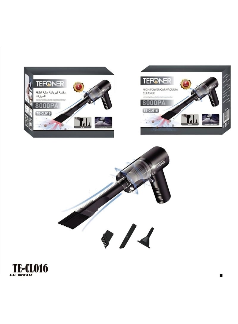 Tefoner Cordless Car Vacuum Cleaner with 8000PA Suction Power - High-Power Motor for Wet & Dry Cleaning - Portable Design with 4-in-1 Multi-Heads and 2-Year Warranty - Image 4