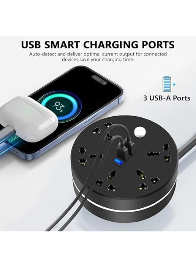 SUCITY G SUCITY Concealable Extension Cord 5 Outlets, 3 USB Ports Power Socket, Plug Extension with 2M Cord for Home Office - Image 5