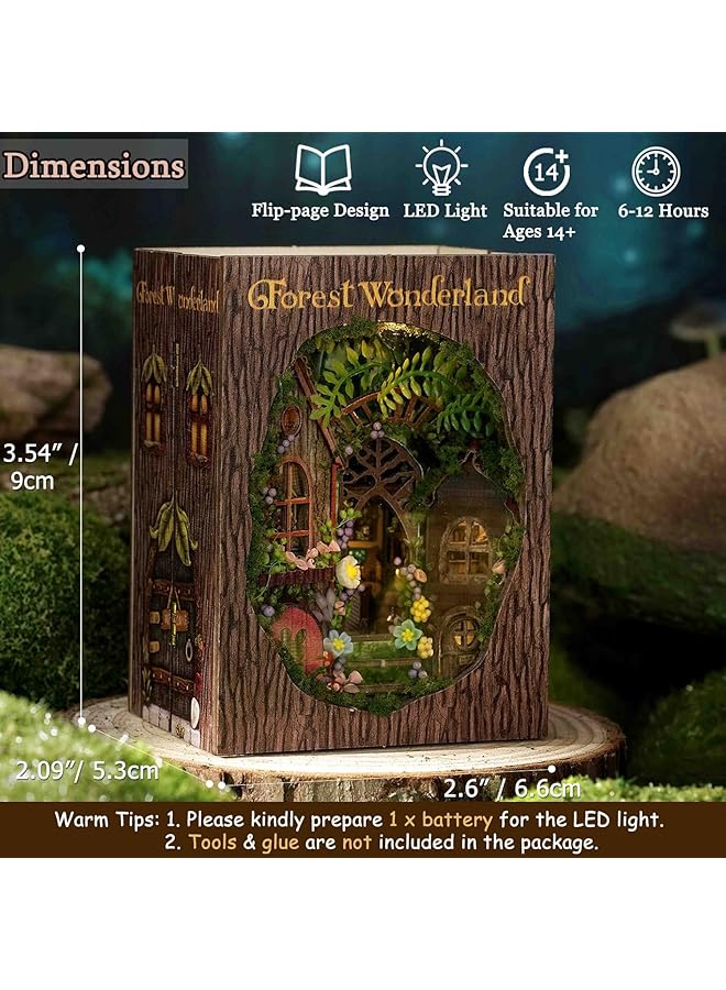 KASTWAVE Diy Miniature Dollhouse Kit With Furniture 1:32 Scale Opened & Closed Mini Cube Wooden Doll House Creative Room For Kids Teens Adults(Forest Wonderland) - Image 4
