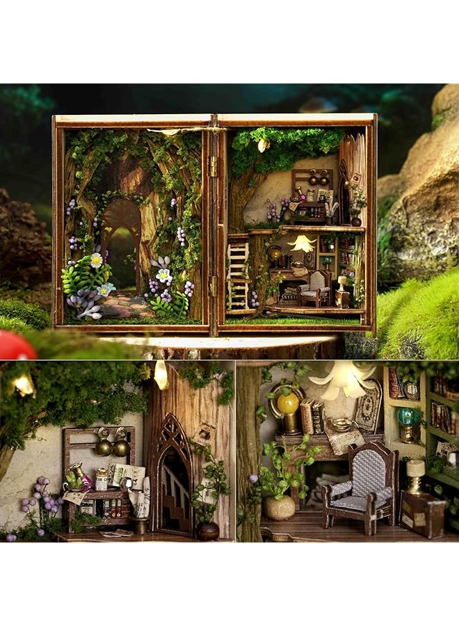 KASTWAVE Diy Miniature Dollhouse Kit With Furniture 1:32 Scale Opened & Closed Mini Cube Wooden Doll House Creative Room For Kids Teens Adults(Forest Wonderland) - Image 5