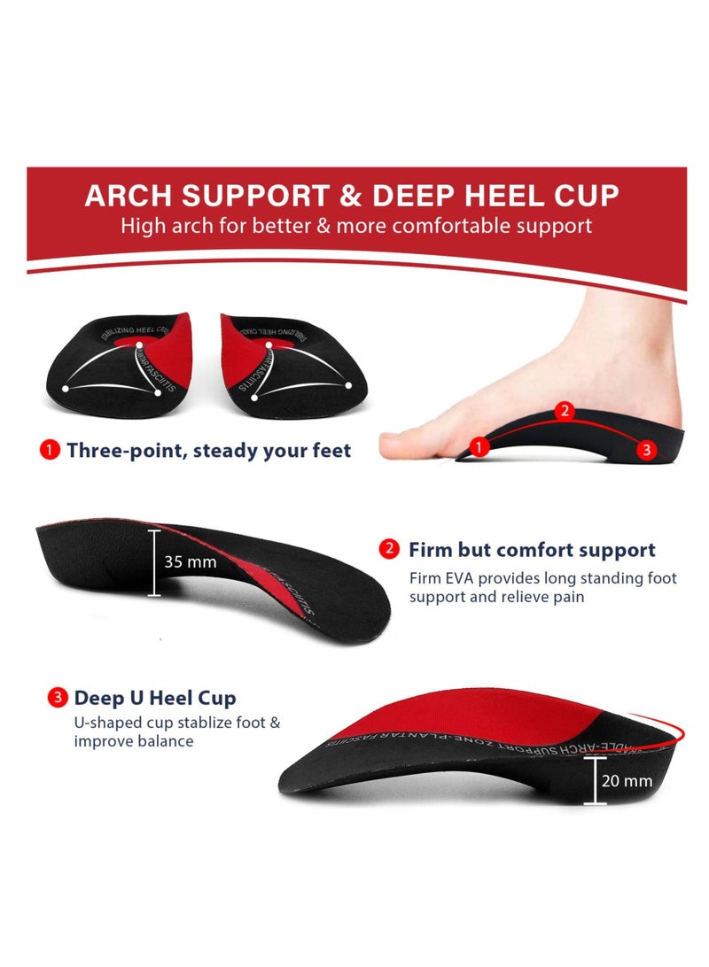 KASTWAVE 3/4 Length Plantar Fasciitis Arch Support Insoles Orthotics Shoe Inserts High Arch Flat Feet Over-Pronation Heel Pain Relief SIZE L - Image 2