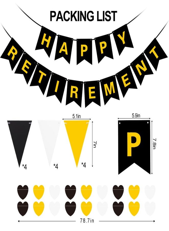 Dgffan Happy Retirement Banner Black and Gold Retirement Party Decorations for Men Women Goodbye Office Farewell Going Away Party Decor Supplies - Image 2