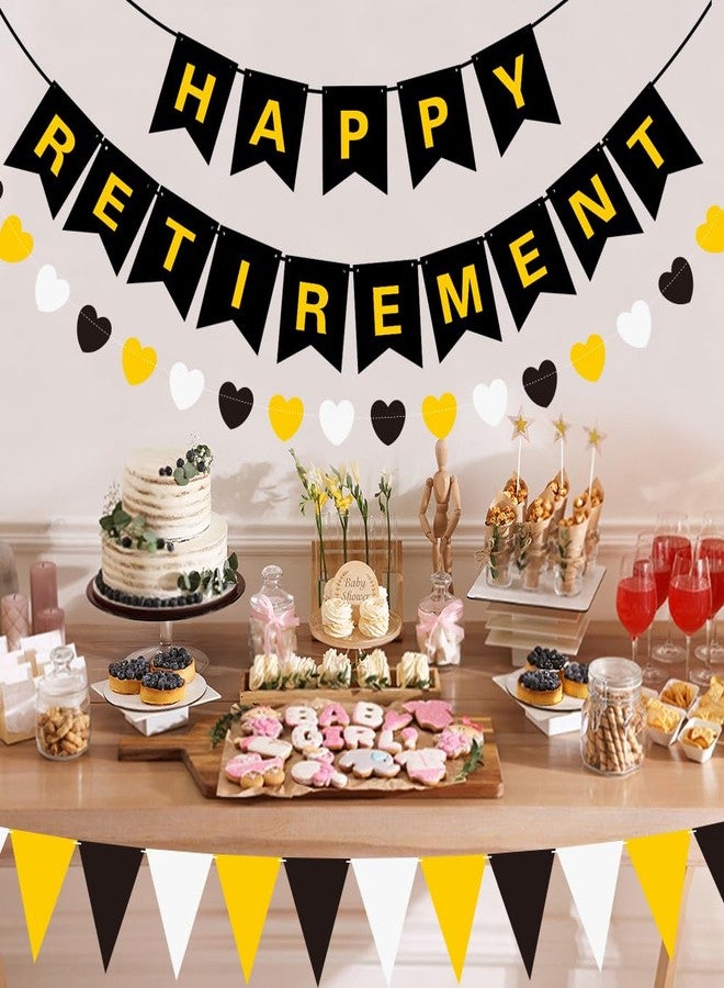 Dgffan Happy Retirement Banner Black and Gold Retirement Party Decorations for Men Women Goodbye Office Farewell Going Away Party Decor Supplies - Image 4
