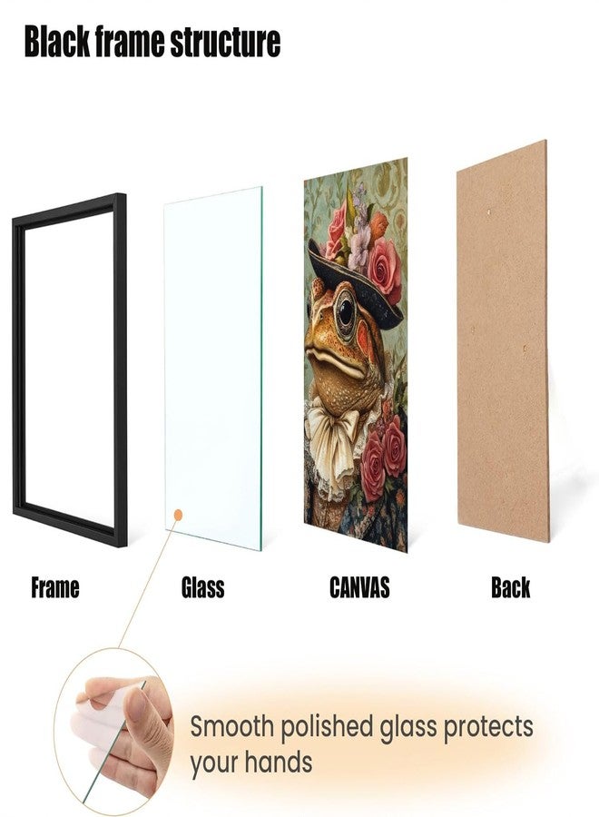 Yostyle Funny Victorian Madame Toad Wall Art black framed eclectic Frog aesthetic wall art for living room bathroom, 08x10in Trendy Frame Wall Decor - Image 3
