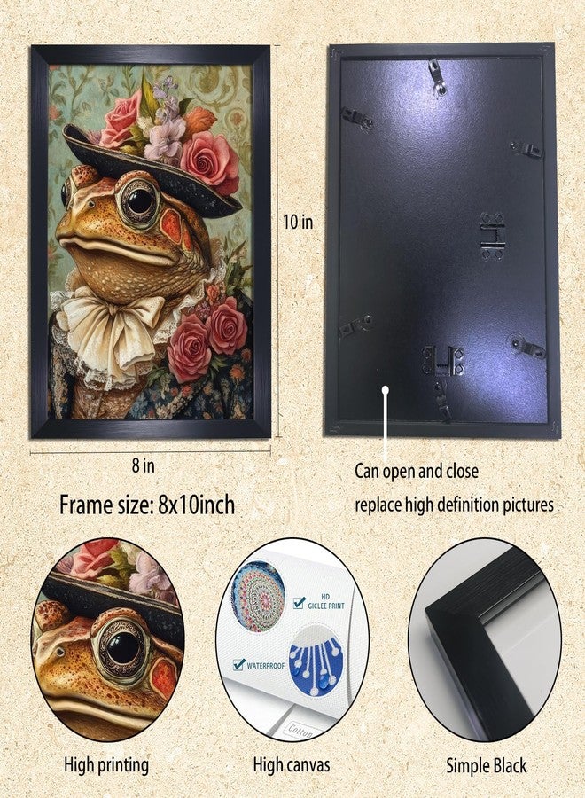 Yostyle Funny Victorian Madame Toad Wall Art black framed eclectic Frog aesthetic wall art for living room bathroom, 08x10in Trendy Frame Wall Decor - Image 2