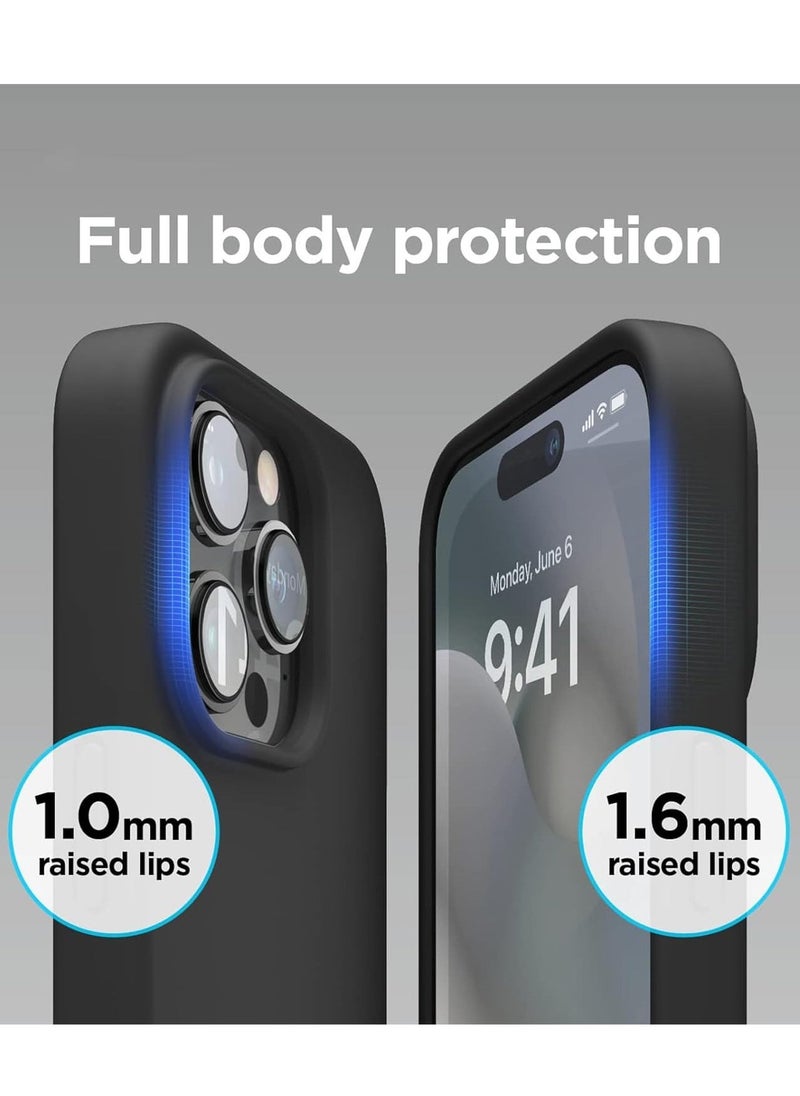 Raxoom [3 in 1] for iPhone 15 Pro Max Case with 9H Tempered Glass Screen Protector, Liquid Silicone Shockproof Protective Case,Slim Phone Cover for iPhone 15 Pro Max (iphone 15 Pro Max, Black) - Image 5