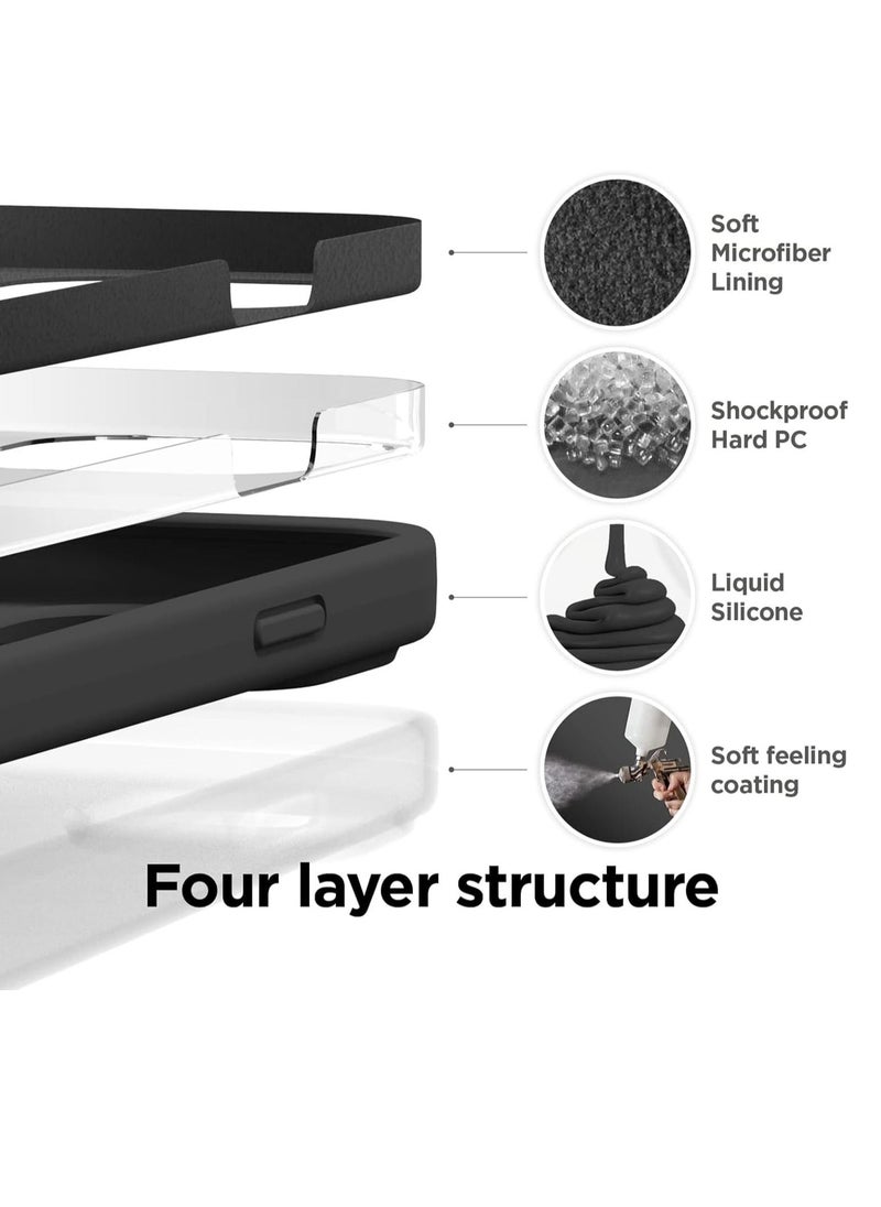 Raxoom [3 in 1] for iPhone 15 Pro Max Case with 9H Tempered Glass Screen Protector, Liquid Silicone Shockproof Protective Case,Slim Phone Cover for iPhone 15 Pro Max (iphone 15 Pro Max, Black) - Image 3