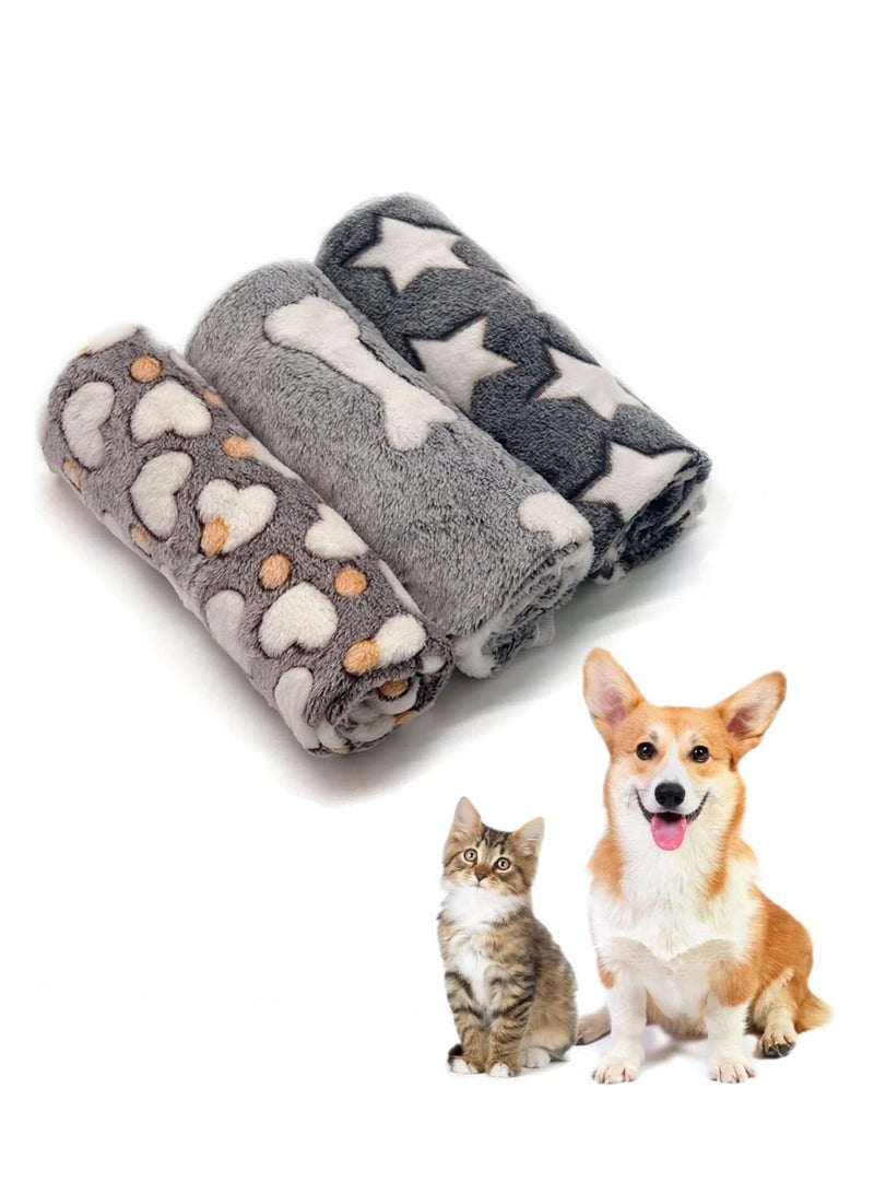 Pet Blankets Set, Soft Dog Cat Fleece Blankets, Super Soft Warm Sleep Mat Fluffy Premium Fleece Pet Blanket, Pack of 3, 76cm x 52cm(31x20) - Image 1
